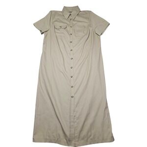 Karen Scott II VTG Utility Maxi Shirt‎ Dress Khaki Tan Sz 1X